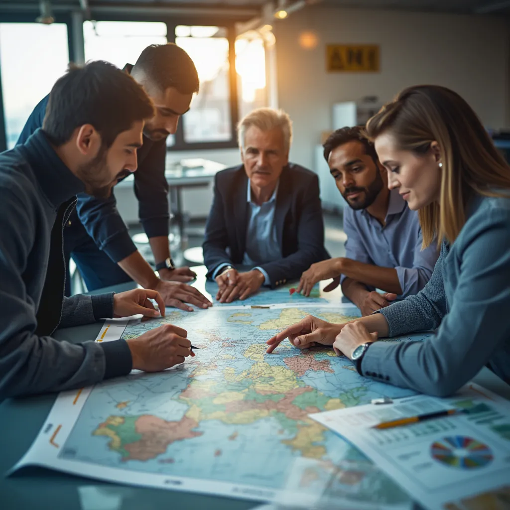 Equipo trabajando en estrategias de inversión petrolera